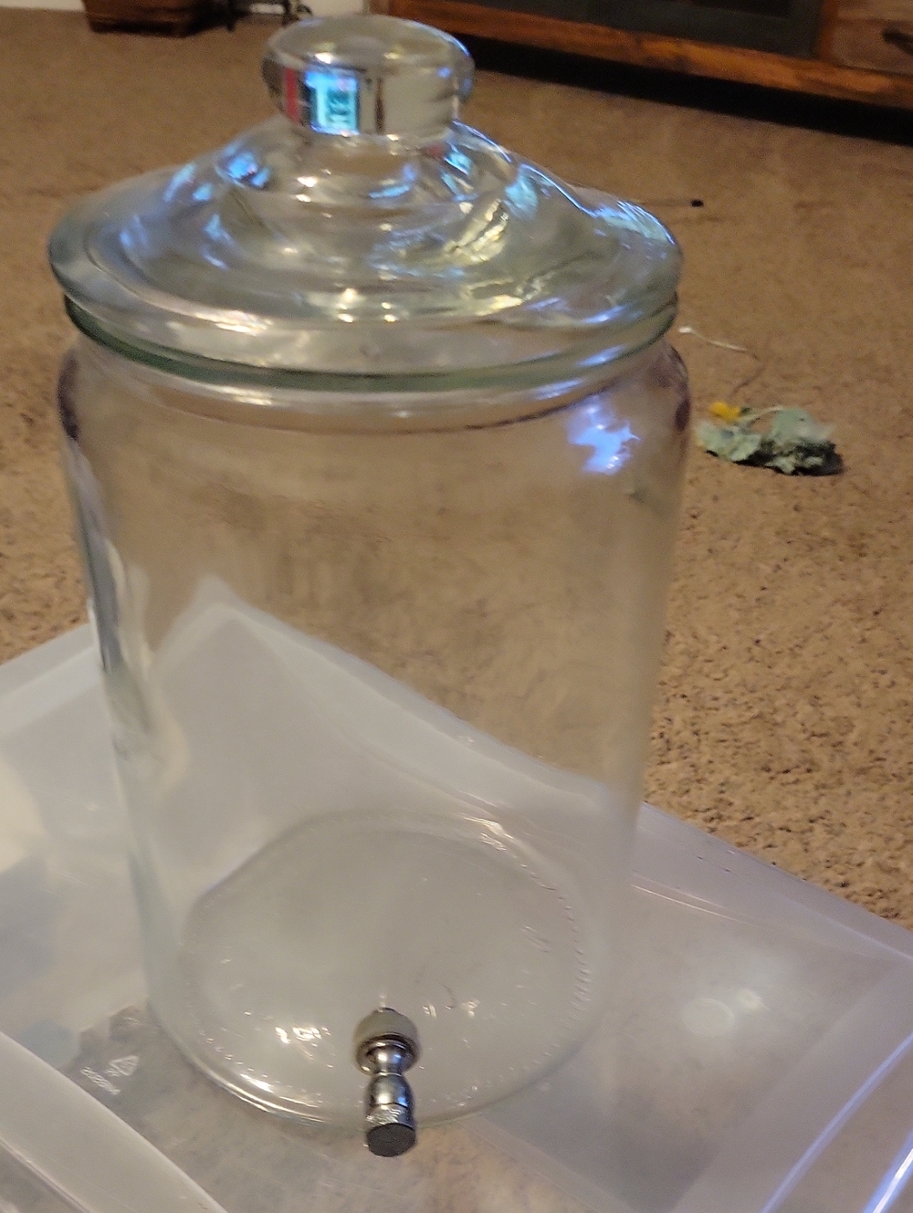 Glass Beverage Dispenser with Lid and Spigot - Clear 11 Inches Tall